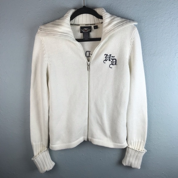 Harley-Davidson Sweaters - Harley Davidson zip up sweater cream size med
